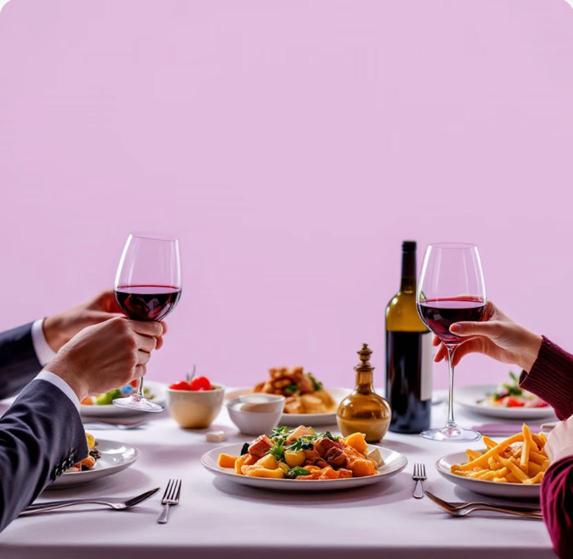 Couple toasting at dinner